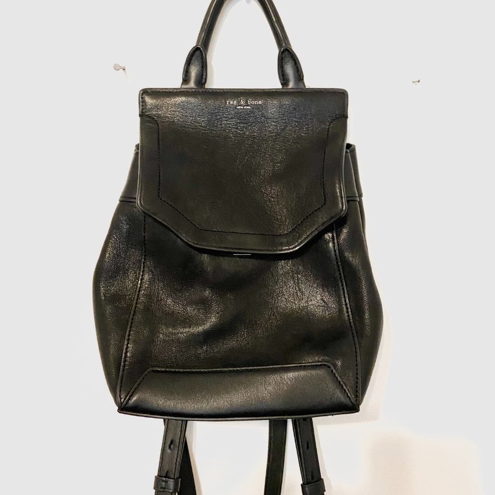 Rag & Bone Mini Pilot Backpack Black Italian Lamb Leather